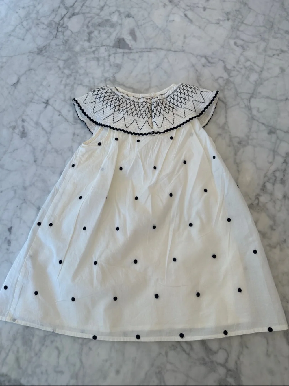 Zara Dress with Black Embroidered Collar and Polka Dots 3Y